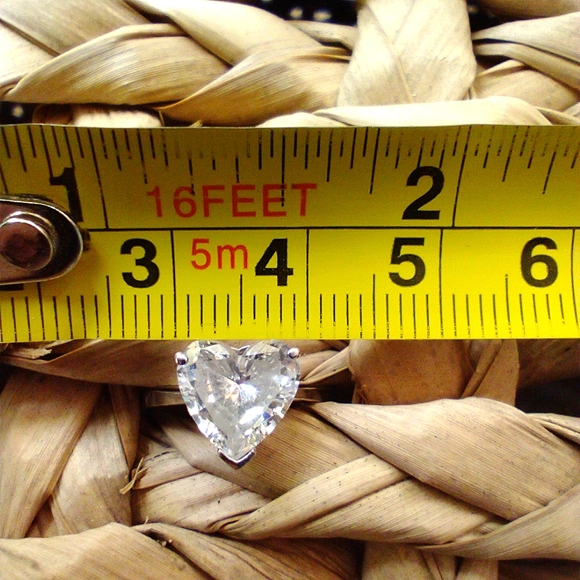 Gold Ring 14k Solid White Gold CZ Heart Shaped Ring - Picture 10 of 15